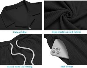 ชุดลำลองผ้าวาฟเฟิลระบายอากาศสำหรับผู้ชาย แขนสั้น สไตล์สปอร์ต ชุดลำลองฤดูร้อน 2 ชิ้น ชุดลำลองสำหรับเด็กผู้ชาย - Product Image 5