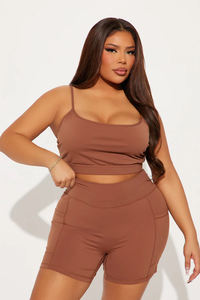 Pantalones cortos de entrenamiento marrón para mujer, pantalones cortos atléticos elásticos de cintura alta para entrenamiento de gimnasia, estilo informal y rutinas de Fitness - Product Image 4