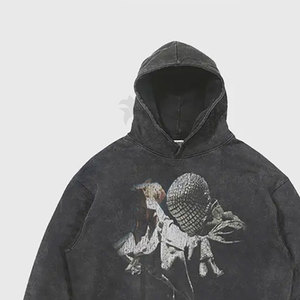 Pull en molleton français personnalisé en polyester/coton, uni, effet délavé vintage, logo brodé, imprimé numériquement, haute qualité, hiver, homme - Product Image 6