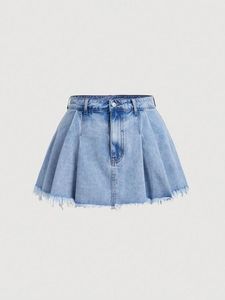 กระโปรงผ้ายีนส์ทรงยาวและกางเกงขาสั้นสำหรับผู้หญิงกระโปรงยีนส์ทรงสลิมฟิตวินเทจแฟชั่นลดราคา - Product Image 4