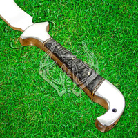 Hache à barbe de chasse et de camping en acier D2 de qualité industrielle, à lame pleine, avec manche en bois exotique et contreforts en acier, type tomahawk, véritable hache.