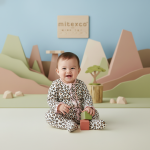 Pyjama à pieds tendance pour bébé imprimé léopard | Grenouillère en coton doux pour bébé avec volants, fournisseur en gros - Product Image 1