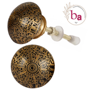 Meubles de luxe marocains poignées noir foncé or gravé fleur boutons en laiton travail à la main pour armoires chambre armoire tiroir - Product Image 1