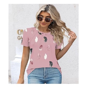 Bangladesh Manufacture Export Print Women's <b>T</b>-<b>shirt</b> 100% Cotton Casual Short Sleeve Summer Quick Dry Breathable Best Selling - Product Image 3