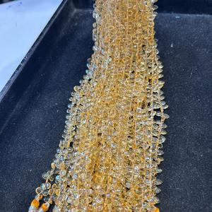 Cuentas de forma de pera facetadas de citrino, piedras preciosas de citrino amarillo, Briolette 6x9-7x10mm, fabricación de joyas de pera citrino, cuentas de piedra - Product Image 4