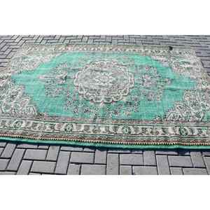 Alfombra Turca Vintage de Lana Verde, 5.9x9.2 pies (180x280 cm) - Product Image 3