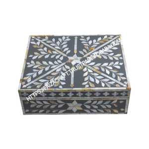 Vente en gros Boîte à bijoux incrustée de nacre Décoration indienne Artisanat Boîte cadeau en bois Boîtes de luxe par faizacraft - Product Image 3