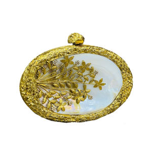 Designer Evening Clutches Handcrafted with <b>Crystal</b> Stones Brass & Mother <b>of</b> Pearl for Radiant Elegance & Luxury - Product Image 1