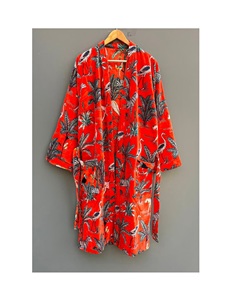 Hot Selling Unisex Autumn Winter Robe Long Gray Velvet Jacket Reversible Animal Full Sleeves Free Size Printed <b>Belt</b> <b>Pocket</b> - Product Image 6