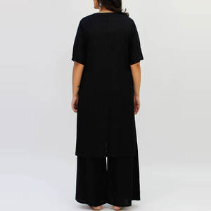 Styliste Punjabi en soie 100% de haute qualité Salwar Kameez Robe noire prête à l'emploi avec tarif de gros exclusif gris Dupatta - Product Image 4