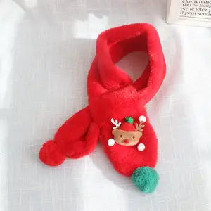 Children Keep Warm Scarf Super Soft Artificial Rabbit Skin Santa Claus Elk Scarves Christmas Fashion Kids Accessories