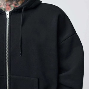 Sudadera con capucha de invierno informal con cremallera completa, 100% algodón, personalizable con serigrafía, estilo oversize, streetwear, a la moda - Product Image 3