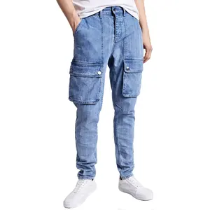 Nueva llegada de los pantalones vaqueros personalizados pantalones de carga de ajuste suelto bolsillos utilitarios Casual Streetwear pantalones de carga para los hombres - Product Image 1