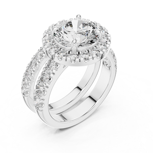 Bague de fiançailles halo de 4,825 carats en or 18KT, 14KT, 10KT pour femme, diamants CVD de taille brillant ronde, clarté VVS-VS EF, cultivés en laboratoire - Product Image 4