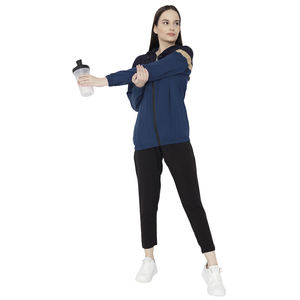 Sudaderas con capucha y pantalones acampanados con cremallera informal y holgada a la moda para mujer, ropa de mujer con logotipo personalizado para otoño de 2025, chándales para mujer - Product Image 5