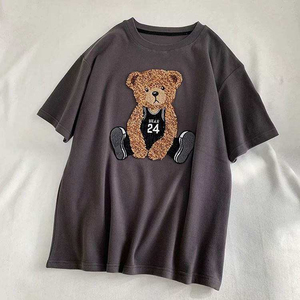 100% coton Hip Hop Chenille broderie t-shirt lourd 3D broderie surdimensionné vêtements t-shirt pour hommes - Product Image 4