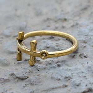 Trendy Bulk 18k Gold Plated Anchor Brass <b>Ring</b> Nautical <b>Stacking</b> <b>Ring</b> Statement Minimalist Horizontal Anchor Wholesale Women <b>Ring</b> - Product Image 3