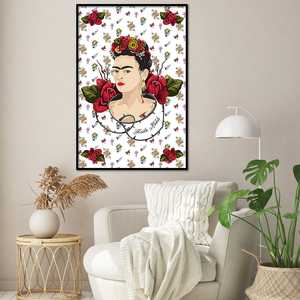 Póster de Frida Kahlo en Lienzo Rojo y Blanco para Decoración de Pared - Product Image 2