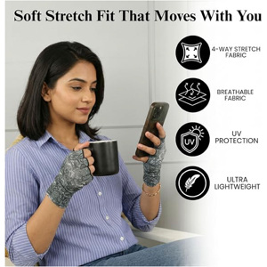 Gants de protection solaire sans doigts pour femmes, extensibles, respirants, pour la conduite et le jardinage en extérieur, avec motif cachemire - Product Image 2