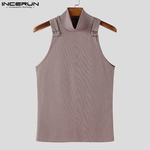 Débardeurs pour hommes, couleur unie, col roulé, sans manches, ajustés, décontractés, vestes, streetwear, mode estivale, tricot respirant, tailles S-5XL - Product Image 4