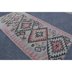 Tapis Kilim Turc Vintage 5'1 \ "X 10 'Vert Rouge Patchwork Laine Latex pour Salon Couloir 9x12 Nouveau Rectangle Jute Tapis - Product Image 4