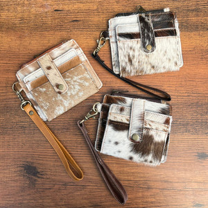 Women Mini <b>Cute</b> Cowhide Leather Credit Card Holder High Quality Slim Coin <b>Purse</b> Minimalist Genuine Leather Small Wristlet Wallet - Product Image 3