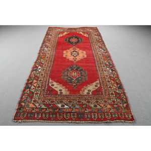 Grand tapis turc 4,9x9,8 pi (150x298 cm), tapis vintage rouge patchwork - Product Image 1