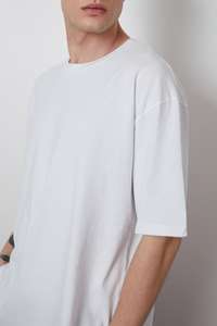 Custom Wholesale Men's Streetwear 100% Cotton Oversized Custom GSM <b>T</b>-<b>Shirt</b> High Quality Heavy Sewn <b>Blank</b> Design <b>White</b> - Product Image 3