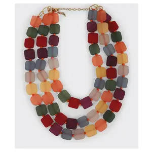 Custom Luxury Latest Handcrafted best quality high polished beautiful fashion resin beads necklace for women from India.