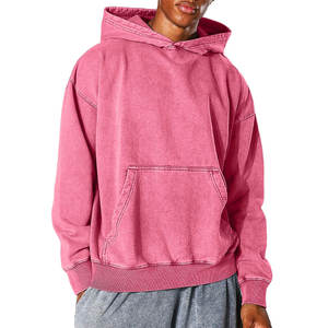 Washed 100% Cotton Blank <b>Thick</b> Fleece Oversized French Terry <b>Hoodie</b> for <b>Men</b> Vintage Acid Wash <b>Hoodie</b> - Product Image 4