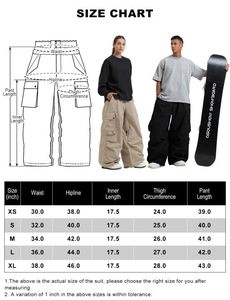 Pantalones de esquí y snowboard unisex, pantalones holgados impermeables de esquí para invierno, ropa de calle suelta para nieve, cargo/pierna ancha, precio de Snowboard - Product Image 6