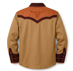 Chemise Western Unisexe Décontractée Coupe Slim à Manches Longues Broderie Rodeo Boutonnée avec Passepoil Contrastant Personnalisable OEM - Product Image 2