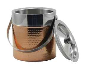 Meilleure vente seau à glace en acier inoxydable plaqué cuivre personnalisé avec couvercle avec pince seau à glace en métal isolé baril seau à glace - Product Image 1