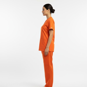 Uniforme Médico de Jersey 100% Algodón con Cuello en V para Mujer, Conjunto de Hospital, Diseño de Logotipo Personalizado de Fábrica OEM, Ropa de Atención Médica al por Mayor - Product Image 3