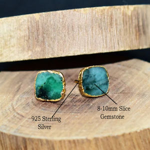 ขายส่ง925เงินสเตอร์ลิงผลักดันกลับต่างหู8-10มมทองพลอยเทียมสีทอง Vermeil ปาร์ตี้วันครบรอบ - Product Image 3