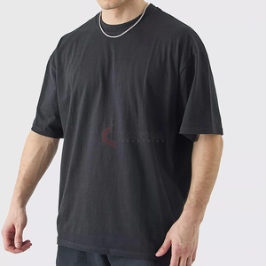 Venta al por mayor de gran tamaño de la camiseta Drop Shoulder Plain 100% algodón de impresión gráfica personalizada Casual Streetwear Tee - Product Image 3