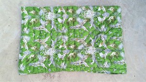 <b>Green</b> Printed Cotton Razai Quilt Handmade Quilted Blanket - Product Image 2