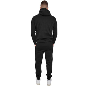 Conjuntos de chándal de bolsillo con cremallera negra transpirable de alta calidad para hombre, jersey de dos piezas de lana con capucha y pantalones de chándal, nuevo estilo - Product Image 5