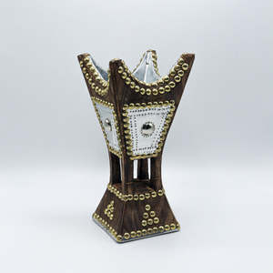 Quemador Bakhoor árabe tradicional, soporte decorativo de incienso de metal chapado en oro con acabado de terciopelo - Product Image 3