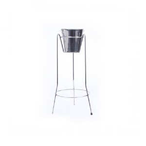 Seau à glace rond en métal décoratif en laiton AK avec support attrayant en noir et argent fini pour accessoires de bar - Product Image 1