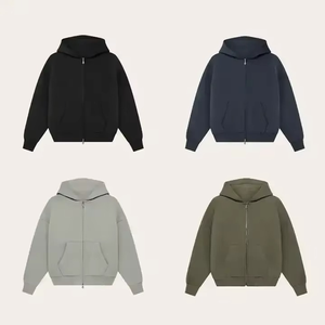 เสื้อฮู้ดดี้ผ้าฟลีซหนานุ่ม 100% คอตตอน ทรงโอเวอร์ไซส์ ซิปสองทาง ไหล่ตก พิมพ์ลายได้ตามต้องการ สำหรับผู้ชายและผู้หญิง ใส่ได้ทุกวันในฤดูหนาว - Product Image 1