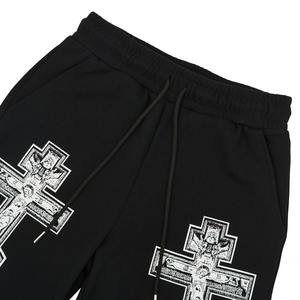 Short de survêtement vintage à appliques pour hommes avec cordon de serrage épais Streetwear d'été décontracté bord coupé lavage à l'acide transfert de chaleur écologique - Product Image 4