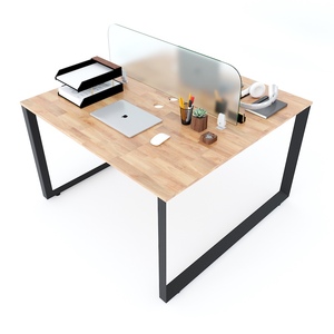 Mesa de Centro Minimalista de 2 Plazas, Sistema Trian, 120x120cm, con Patas Triangulares de Hierro y Madera de Melamina para Oficina/Espacio de Trabajo - HBTA011 - Product Image 6