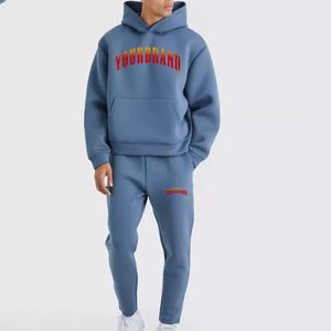 Ensemble de survêtement streetwear d'hiver personnalisé, surdimensionné, 100% coton respirant, ensemble de survêtement empilé, pantalon de survêtement et sweat-shirt pour homme - Product Image 4
