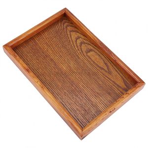 Ensemble de plateaux en bois tendance de couleur marron foncé élégante avec une forme rectangulaire et un design élégant, parfait pour les maisons modernes - Product Image 1