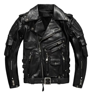 Chaqueta de cuero Vintage para hombre, ropa de calle, chaqueta acolchada de bombardero extraíble para motocicleta para hombre - Product Image 6