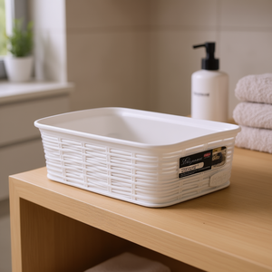 Stefanplast ELEGANCE White Rectangle <b>Plastic</b> Storage <b>Basket</b> 20x14x6cm Model 0659804 - Product Image 3