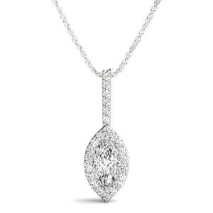 8,00x4,00 MM Marquise Cut Moissanite Tulip Halo Style Vintage Party Charm Colgante para mujer - Product Image 1