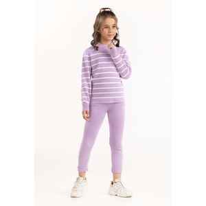 Legging côtelé pour fille junior, violet clair, avec taille élastique, 224-416-302, extensible - Product Image 4