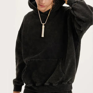 Prix de gros 400Gsm 500Gsm French Terry Loose Fit Hommes No String sweat à capuche personnalisé Épaule tombante Solide Pull-over - Product Image 3